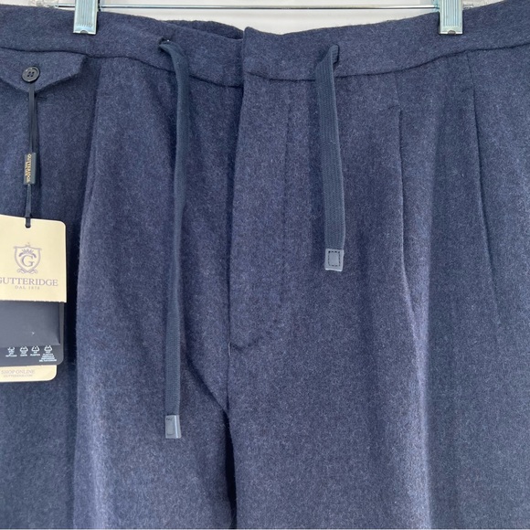 Gutteridge Men's Pure Wool Drawstring Trousers Navy Size IT 54 (US 38) NWT - Picture 2 of 14